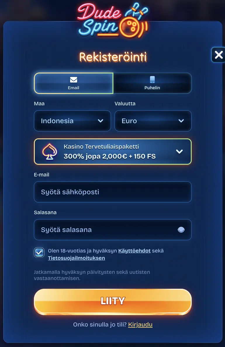 Dudespin rekisteröityminen